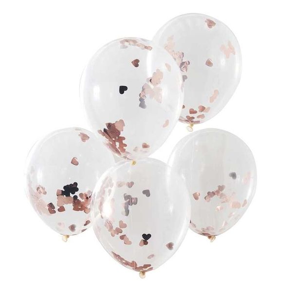 12 Inch Rose Gold Confetti Balloon Valentine's day (Pack of 5)