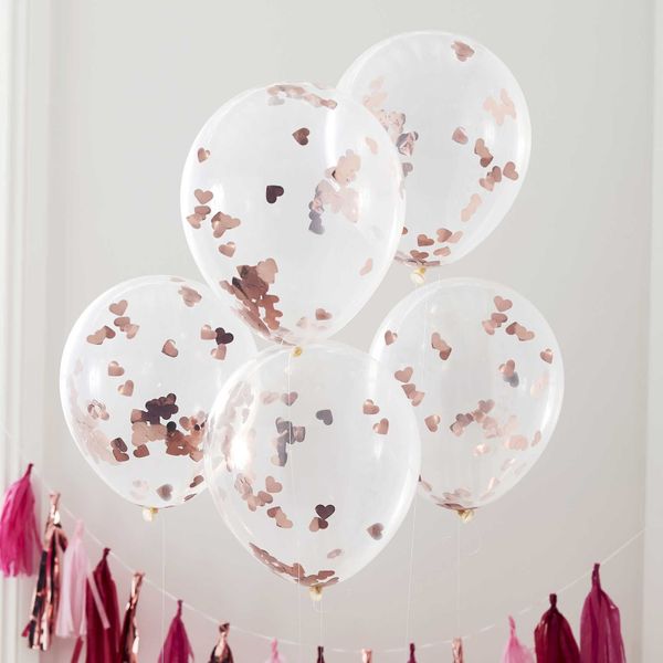 12 Inch Rose Gold Confetti Balloon Valentine's day (Pack of 5)