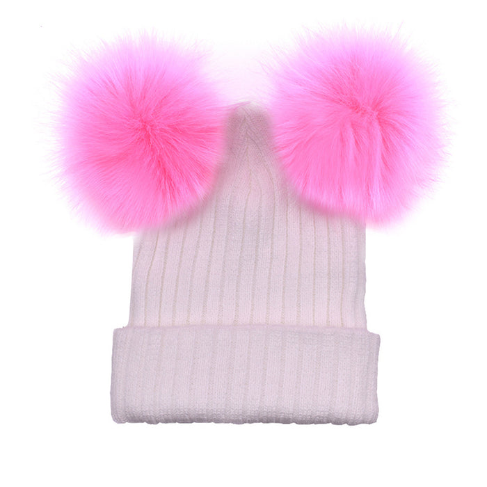 Ladies knitted cap double ball cap