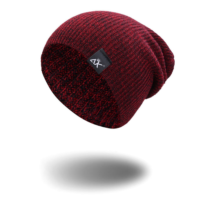 Woolen cap with stripes in autumn and winter