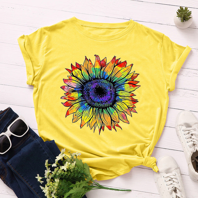 Sweatshirt Ladies Top Sunflower Print O-Neck Long Sleeve Top Pullover Sweatshirt Top Winter Clothing Ladies DJFShopping/Fashion