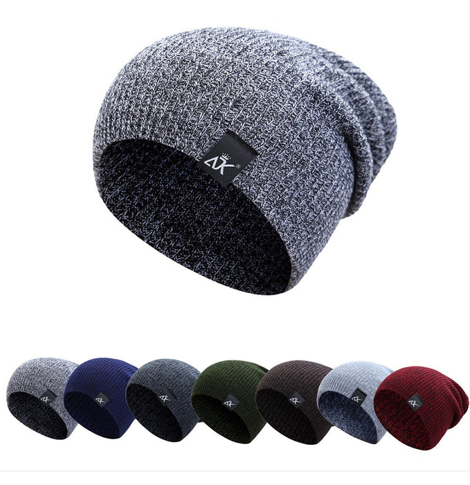 Woolen cap with stripes in autumn and winter