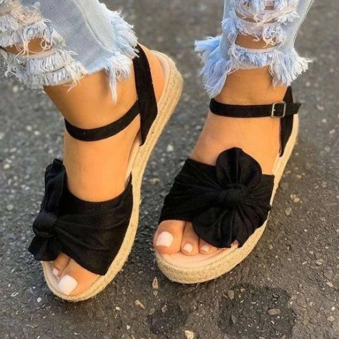 Large Size Ladies Sandals Bow Fish Mouth Shoes DJFShopping/Fashion