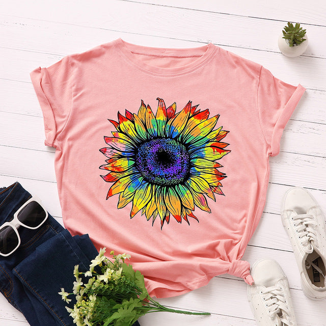 Sweatshirt Ladies Top Sunflower Print O-Neck Long Sleeve Top Pullover Sweatshirt Top Winter Clothing Ladies DJFShopping/Fashion