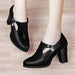 With all-match shoes spring new high-heeled shoes with thick women and middle-aged lady mother shoe leather shoes DJFShopping/Fashion