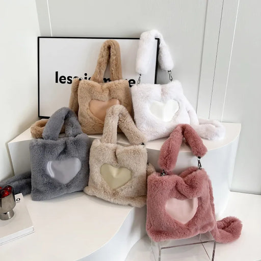 Women Fluffy Shoulder Bag Top-handle Bag Female Autumn Winter Handbag Plush Tote Girls Fashion Shopping Bags Handbags For Women DJFShopping/Fashion