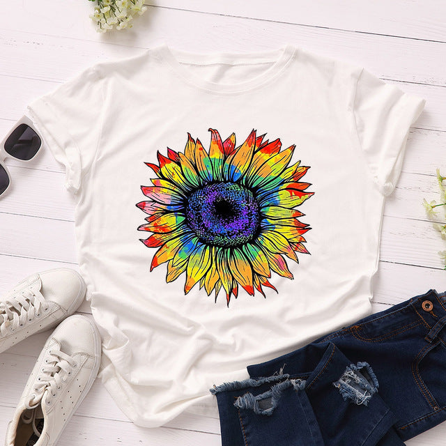 Sweatshirt Ladies Top Sunflower Print O-Neck Long Sleeve Top Pullover Sweatshirt Top Winter Clothing Ladies DJFShopping/Fashion