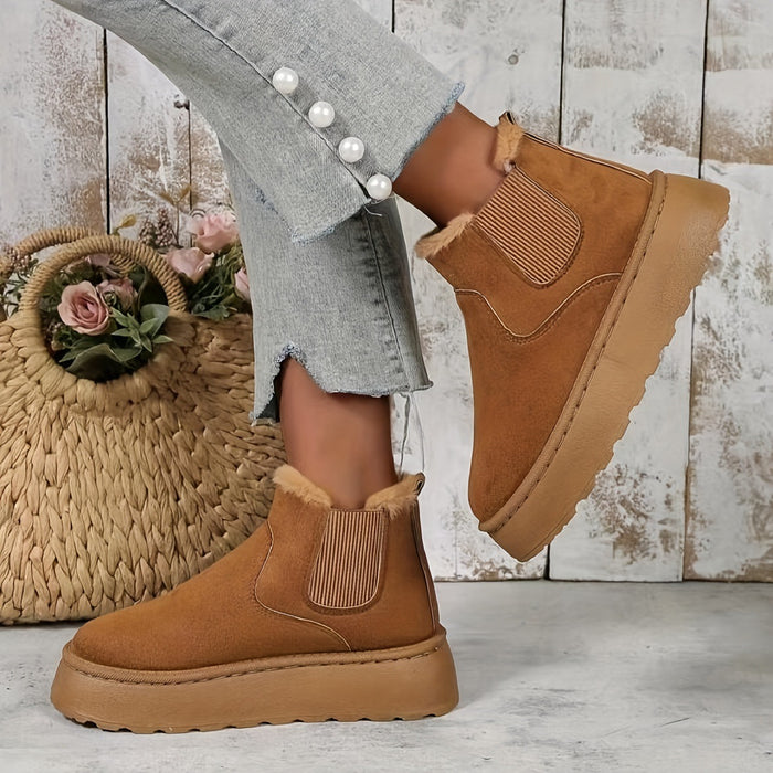 Winter Snow Boots Fashion Flat Thick-soled Cotton Shoes Round Toe Warm Plush Ankle Boot For Women DJFShopping/Fashion