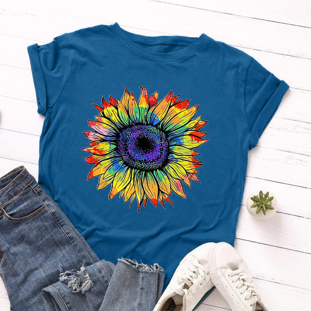 Sweatshirt Ladies Top Sunflower Print O-Neck Long Sleeve Top Pullover Sweatshirt Top Winter Clothing Ladies DJFShopping/Fashion