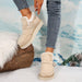 Winter Buckle Snow Boots Fashion Flat Thick-soled Cotton Shoes Round Toe Plus Velvet Warm Ankle Boot For Women DJFShopping/Fashion