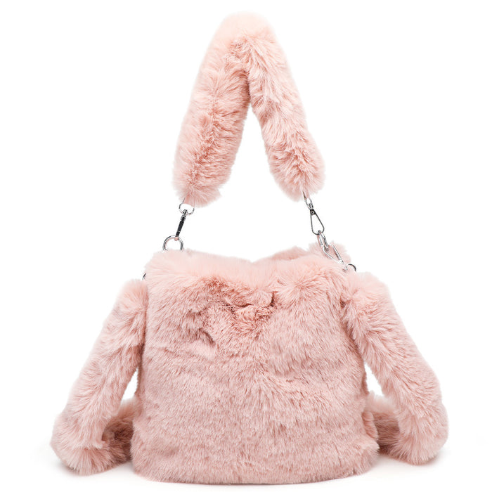 Women Fluffy Shoulder Bag Top-handle Bag Female Autumn Winter Handbag Plush Tote Girls Fashion Shopping Bags Handbags For Women DJFShopping/Fashion