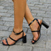 Gold Sandals Square Toe Ankle Strap High Heels Shoes Lady Party DJFShopping/Fashion