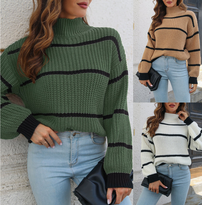 Striped Long Sleeve Casual Loose Pullover Jumper