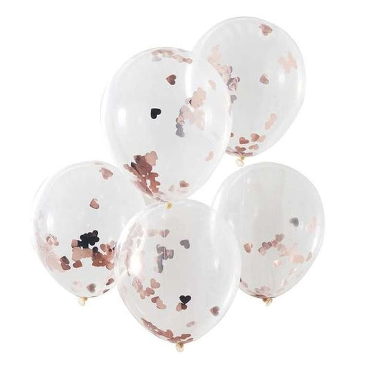 12 Inch Rose Gold Confetti Balloon Valentine's day (Pack of 5)