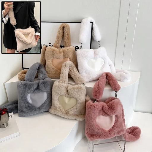 Women Fluffy Shoulder Bag Top-handle Bag Female Autumn Winter Handbag Plush Tote Girls Fashion Shopping Bags Handbags For Women DJFShopping/Fashion